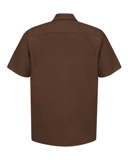 Red Kap Men's Industrial Short Sleeve Work Shirt SP24 #color_Chocolate Brown
