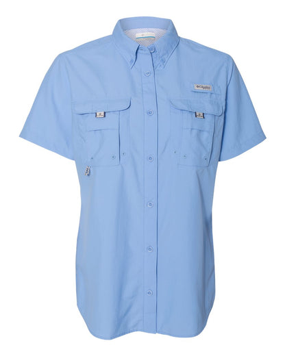Columbia Women's PFG Bahama™ Short Sleeve Shirt 139655 #color_White Cap Blue