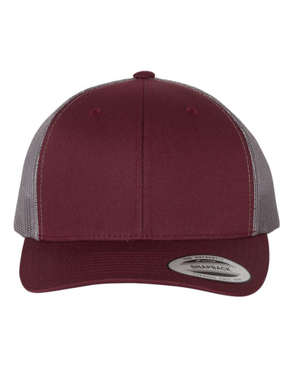 YP Classics Retro Trucker Cap 6606 #color_Maroon/ Grey