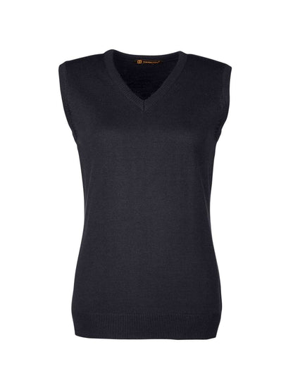 Harriton Women's Pilbloc™ V-Neck Sweater Vest M415W #color_Black