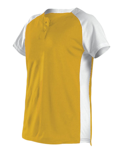 Alleson Athletic Girls' Two Button Fastpitch Jersey 522PDWG #color_Gold/ White
