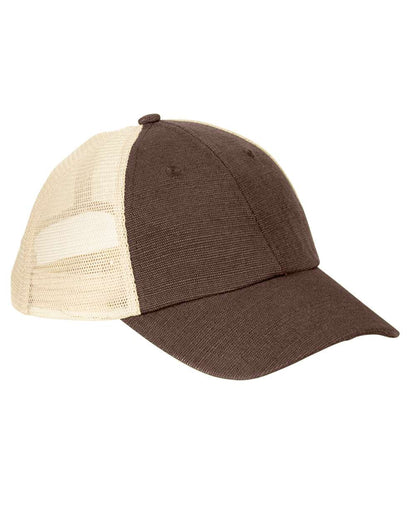 econscious Washed Hemp Soft Mesh Trucker Cap EC7095 #color_Earth/ Oyster