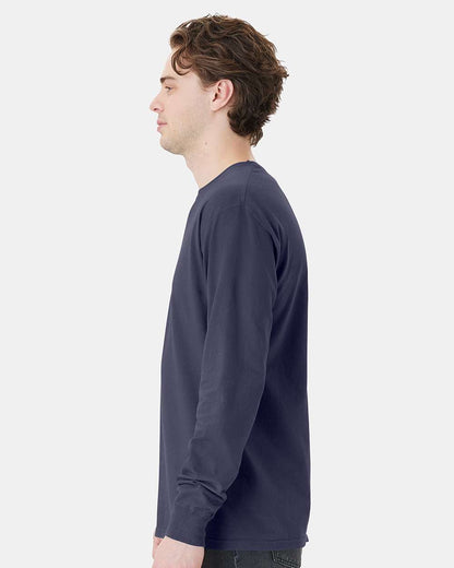 ComfortWash by Hanes Garment-Dyed Long Sleeve T-Shirt With a Pocket GDH250 #colormdl_Anchor Slate
