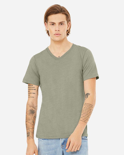 BELLA + CANVAS Unisex Heather CVC V-Neck Tee 3005CVC #colormdl_Heather Stone