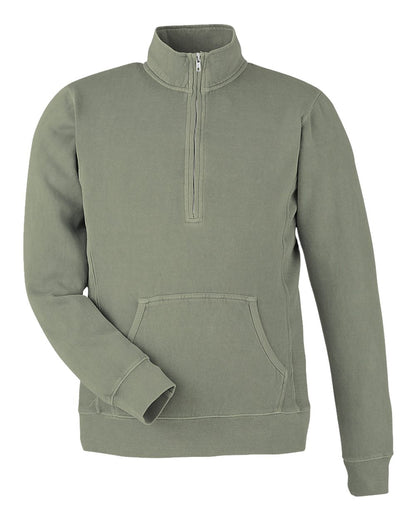 J. America Unisex Pigment-Dyed Fleece Quarter-Zip Pullover 8732 #color_Spruce