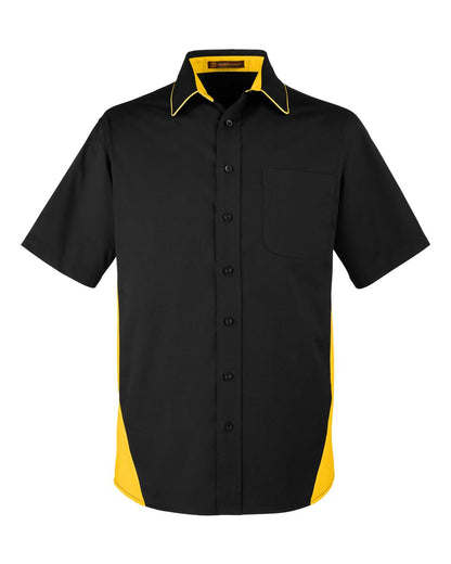 Harriton Men's Tall Flash IL Colorblock Shirt M586T #color_Black/ Sunray Yellow