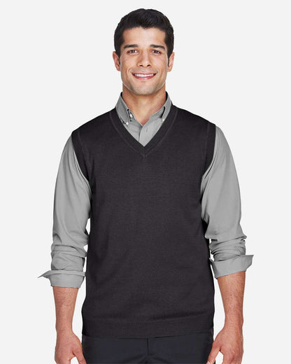 Devon & Jones Unisex V-Neck Sweater Vest D477 #colormdl_Black