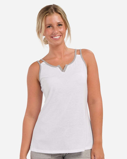 Boxercraft Women's Split Shoulder Tank Top BW2506 #colormdl_White/ Oxford Heather