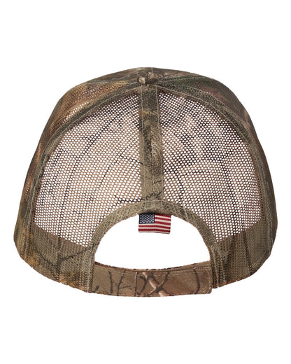 Kati Camo Woven USA Flag Mesh Cap LC350M #color_Xtra/ Xtra/ USA Flag Mesh