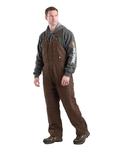 Berne Apparel Men's Heartland Insulated Washed Duck Bib Overall B377 #colormdl_Bark