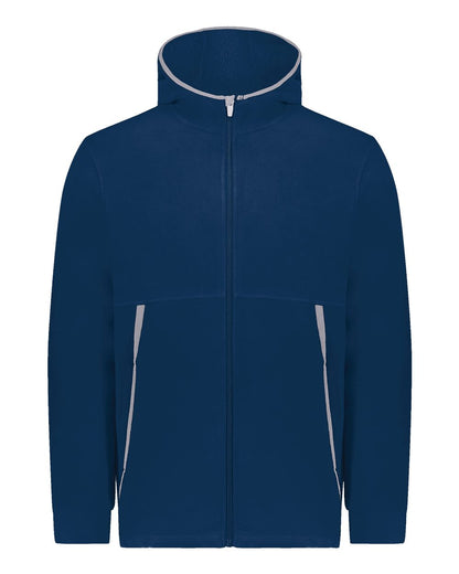 Augusta Sportswear Youth Eco Revive™ Polar Fleece Hooded Full-Zip Jacket 6859 #color_Navy