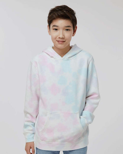 Independent Trading Co. Youth Midweight Tie-Dyed Hooded Sweatshirt PRM1500TD #colormdl_Tie Dye Cotton Candy