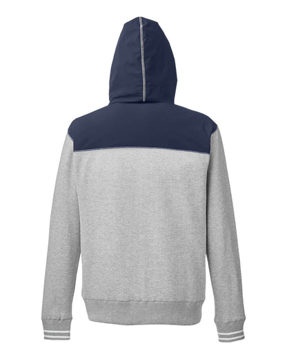 Nautica Men's Navigator Fleece Hooded Full-Zip Jacket N17582 #color_Oxford Heather/ Navy