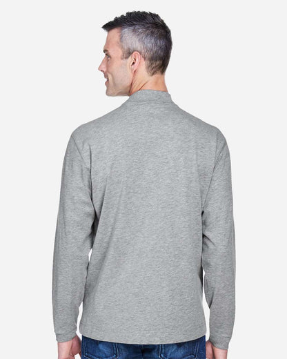 Devon & Jones Unisex Sueded Jersey Mock Neck T-Shirt D420 #colormdl_Grey Heather