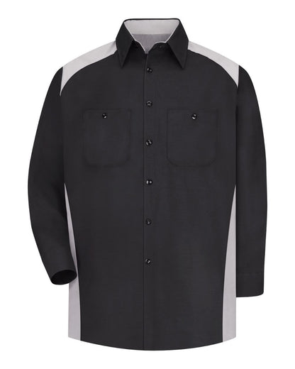 Red Kap Men's Tall Motorsports Shirt SP18T #color_Black/ Silver