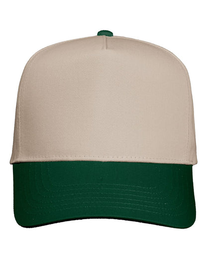 Valucap Five-Panel Twill Cap 8869 #color_Khaki/ Forest Green