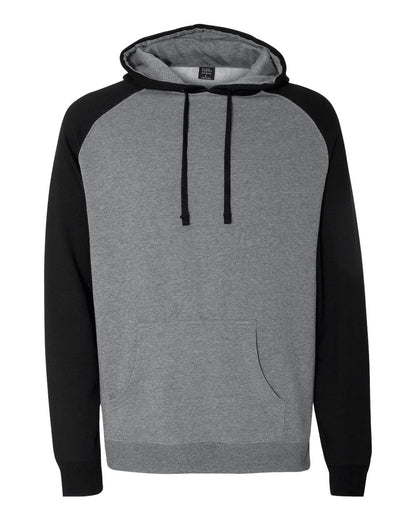 Independent Trading Co. Unisex Raglan Hooded Sweatshirt IND40RP #color_Gunmetal Heather/ Black