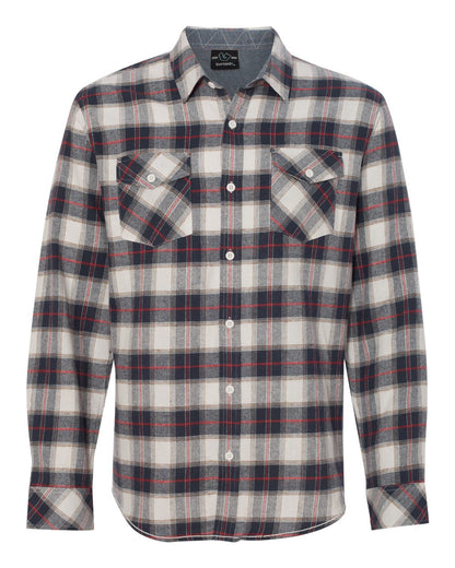 Burnside Yarn-Dyed Long Sleeve Flannel Shirt 8210 #color_White/ Red