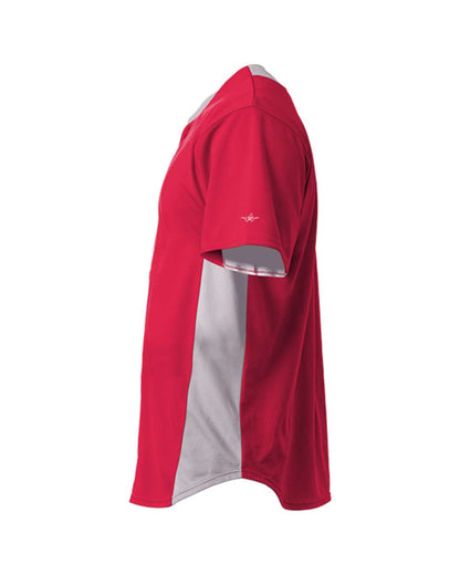 Alleson Athletic Crush Full Button Baseball Jersey 566BFJ #color_Red/ Grey/ White