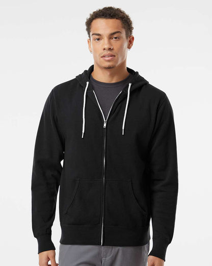 Independent Trading Co. Unisex Lightweight Full-Zip Hooded Sweatshirt AFX90UNZ #colormdl_Black