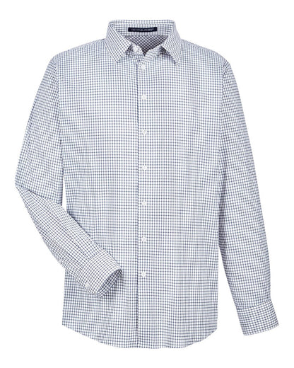 Devon & Jones Men's CrownLux Performance® Micro Windowpane Woven Dress Shirt DG540 #color_Navy/ White
