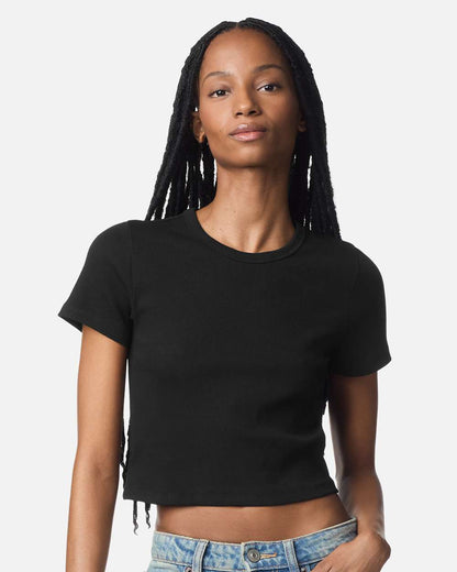 American Apparel Women's Baby Rib Cropped Tee BR210 #colormdl_Black
