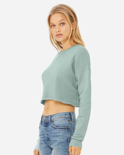 BELLA + CANVAS Women's Crop Fleece Crewneck Sweatshirt 7503 #colormdl_Dusty Blue