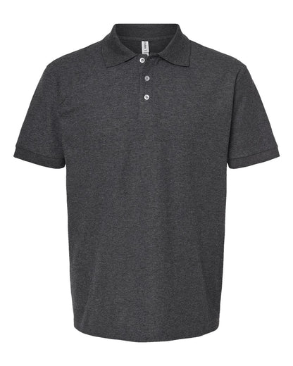 Tultex 50/50 Sport Pique Polo 400 #color_Heather Charcoal