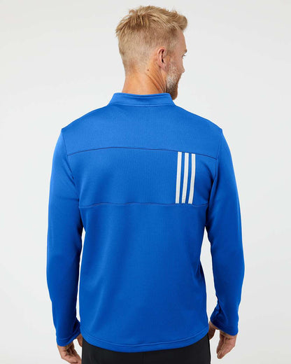 Adidas Men's 3-Stripe Double Knit Quarter-Zip Pullover A482 #colormdl_Team Royal/ Grey Two