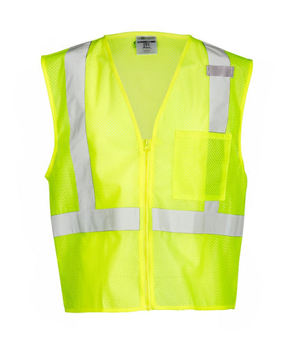 Kishigo Unisex Single Pocket Zipper Mesh Vest 1089-1090 #color_Lime