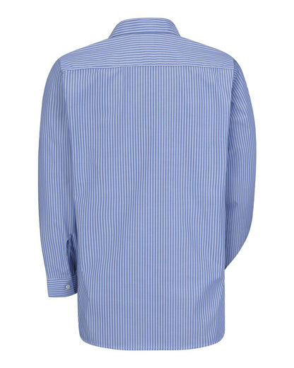 Red Kap Men's Premium Long Sleeve Work Shirt SP10 #color_BW-GM Blue/ White