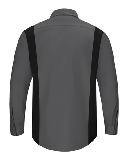 Red Kap Men's Performance Plus Long Sleeve Shirt with OilBlok Technology SY32 #color_Charcoal/ Black