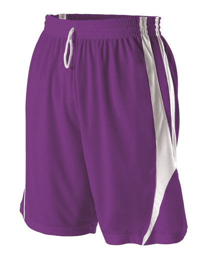 Alleson Athletic Reversible Basketball Shorts 54MMP #color_Purple/ White