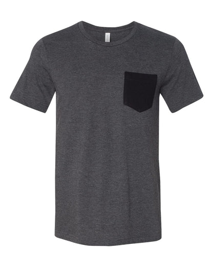 BELLA + CANVAS Jersey Pocket Tee 3021 #color_Dark Grey Heather/ Black