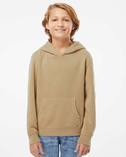 Independent Trading Co. Youth Midweight Pigment-Dyed Hooded Sweatshirt PRM1500Y #colormdl_Pigment Sandstone