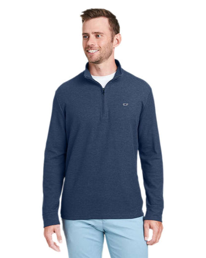 vineyard vines Men's Saltwater Quarter-Zip Pullover K002708 #colormdl_Blue Blazer/ Navy Heather