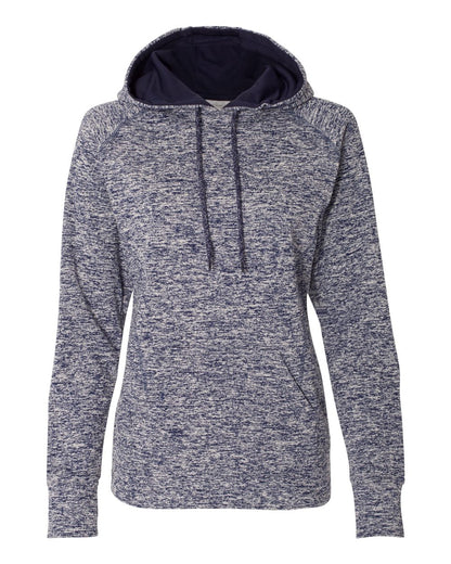 J. America Women’s Cosmic Fleece Hooded Sweatshirt 8616 #color_Navy Fleck/ Navy
