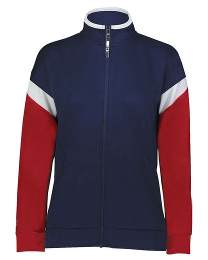 Holloway Women's Limitless Full-Zip Jacket 229779 #color_Navy/ White/ Scarlet
