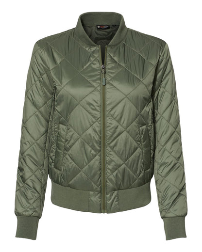Weatherproof Women's HeatLast™ Quilted Packable Bomber W21752 #color_Olive Grey