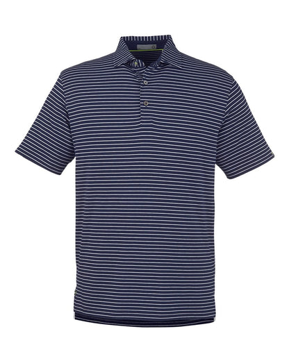 TASC Performance Inc Men's Cloud Lightweight Polo Brookline Stripe TM546Y #color_Classic Navy/ White