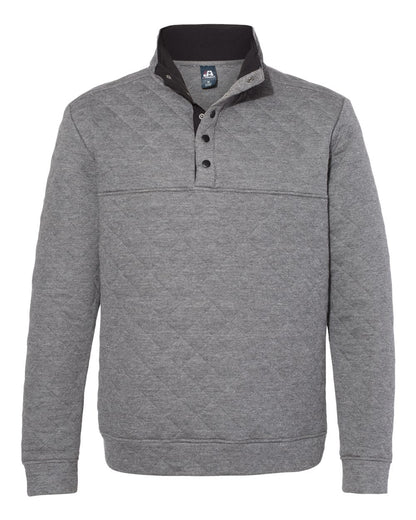 J. America Men's Quilted Half-Snap Pullover 8890 #color_Charcoal Heather