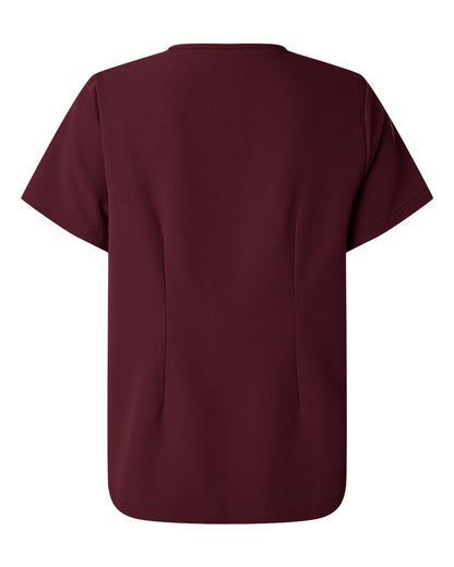 Jaanuu Women's Rhena Essential 1-Pocket Scrub V-Neck Top W10001 #color_Burgundy