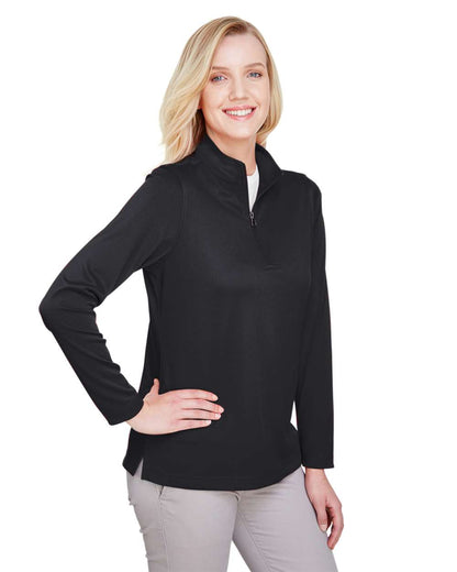 Harriton Women's Advantage Snag Protection Plus Quarter-Zip Pullover M748W #colormdl_Black