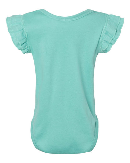 Rabbit Skins Infant Flutter Sleeve Baby Rib Bodysuit 4439 #color_Saltwater