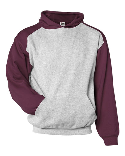 Badger Youth Sport Athletic Fleece Hooded Sweatshirt 2449 #color_Oxford/ Maroon