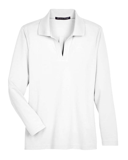 Devon & Jones Women's CrownLux Performance® Plaited Long Sleeve Polo DG20LW #color_White