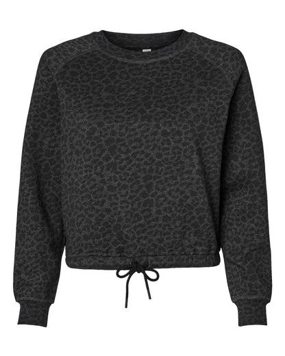 LAT Women's Relaxed 3-End Boxy Fleece Crewneck Sweatshirt 3528 #color_Black Leopard