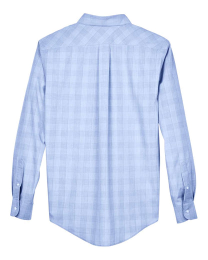 Devon & Jones Men's Crown Collection® Glen Plaid Woven Dress Shirt DG520 #color_White/ Light French Blue
