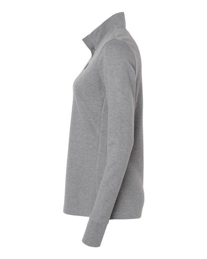 Adidas Women's 3-Stripe Quarter-Zip Sweater Pullover A555 #color_Grey Three Melange