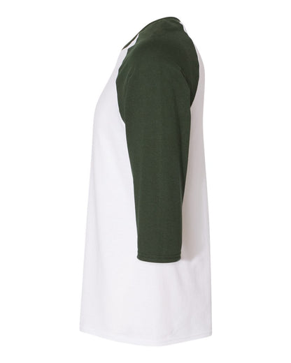 Gildan Heavy Cotton™ Raglan Three-Quarter Sleeve T-Shirt 5700 #color_White/ Forest Green